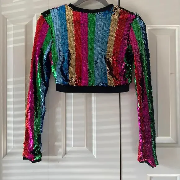 Rainbow sequin long sleeve top - Picture 2 of 7